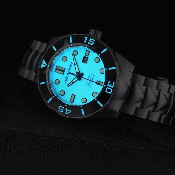 ARAGON Tungston Bezel Swiss Automatic Watch Sapphire Crystal Full Lume 43mm A504 - Picture 2 of 16